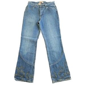 Vintage 90s Zena Denim Jeans Women's Sz 10 Embroidered  Hippie